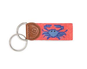 Crab Needlepoint Keychain