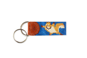 Flying Squirrel Needlepoint Keychain