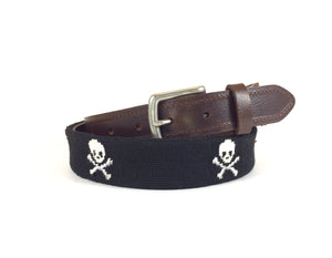 Skull And Crossbones Needlepoint Belt