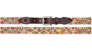 Multi-Colored Squares Needlepoint Belt