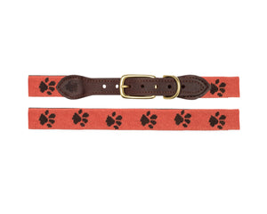 Paw Prints Needlepoint Dog Collar