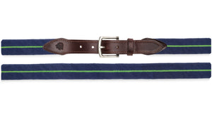 Surcingle Needlepoint Belt (Green and Navy)